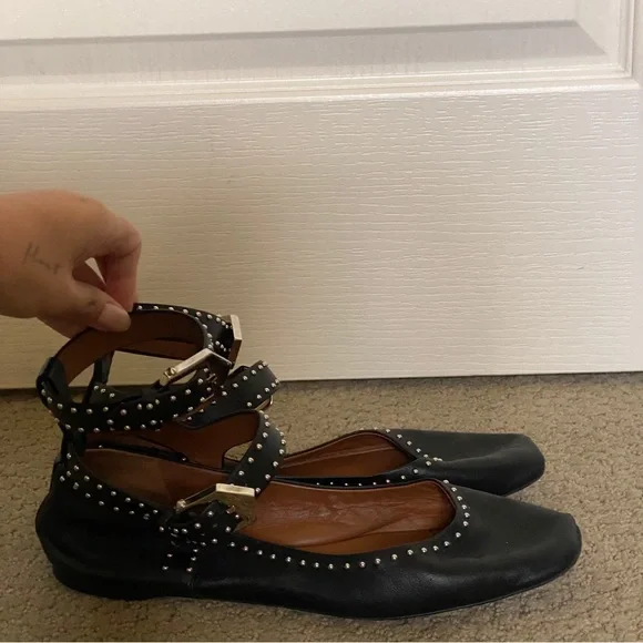 Givenchy Black Flats with Silver Studs - Picture 7 of 7